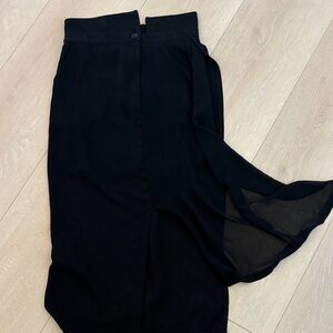 Women's Black High-Waist Pencil Skirt with Side Tie Detail